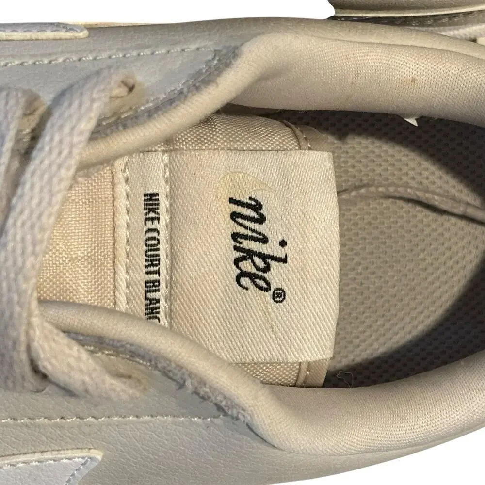 Nike Court Blanc Leather Sneakers Tan White Low Top Women's 9.5 Casual Shoes